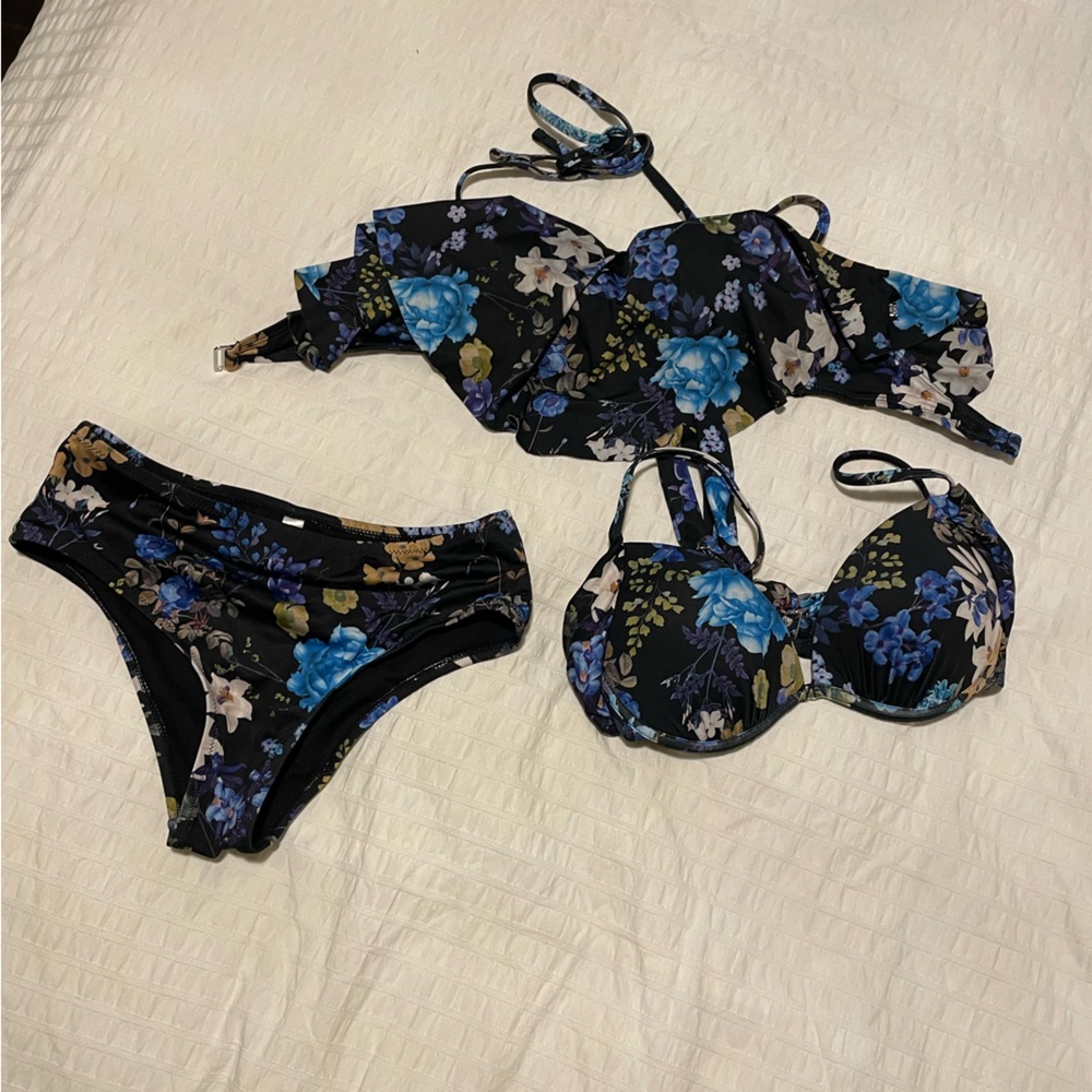 Aqua Black Bikini Top
